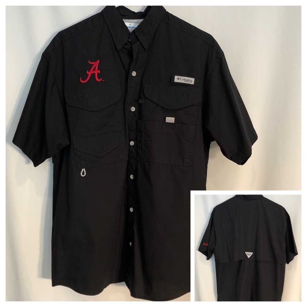 Men’s Columbia PFG Black ALABAMA Angler Shirt NWOT - Picture 2 of 8